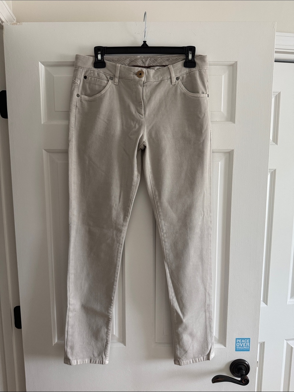 BRUNELLO CUCINELLI Neutral Beige Straight-Leg Pants SIZE 6